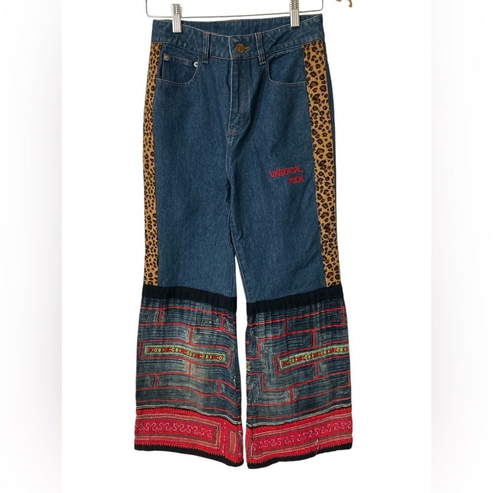 Unlogical Poem Jeans Size 4 Alice in Wonderland Bunny Rabbit Fantasy Unique